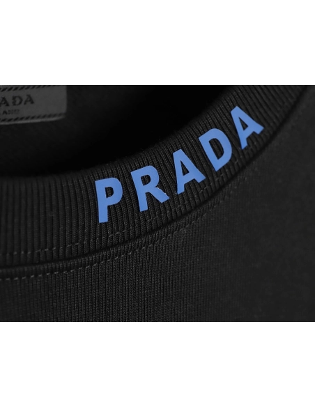 Prada triangle logo collar lettering round neck sweatshirt TSK1,Prada Sweatshirt,Sweatshirt,APPAREL