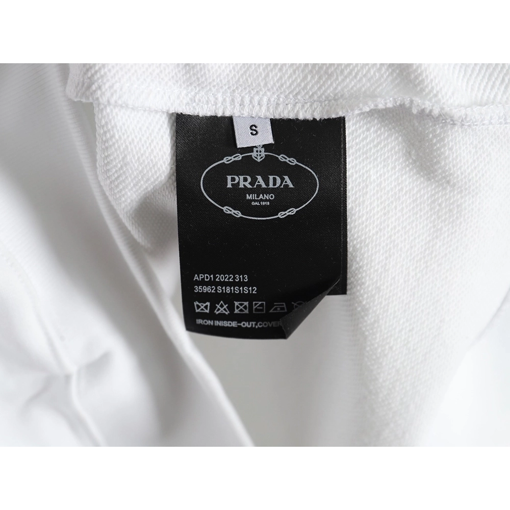 Prada triangle logo collar lettering round neck sweatshirt,Prada Sweatshirt,Sweatshirt,APPAREL