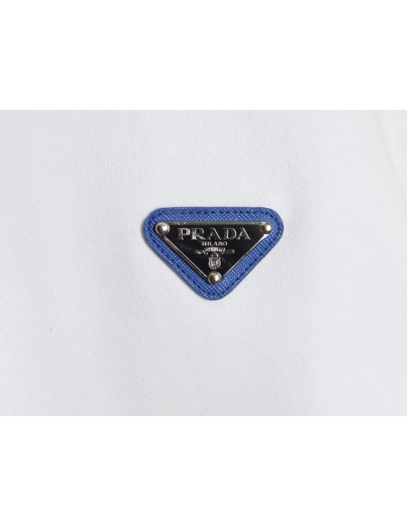 Prada triangle logo collar lettering round neck sweatshirt,Prada Sweatshirt,Sweatshirt,APPAREL