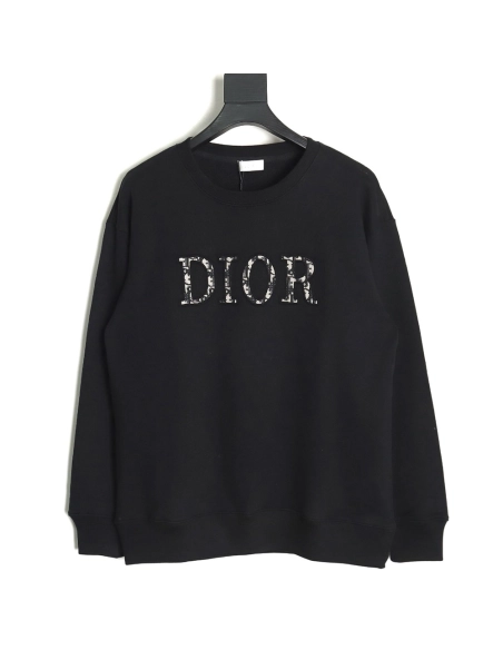 Dior monogram patch crew neck sweatshirt TSK1,Dior Sweatshirt,Sweatshirt,APPAREL