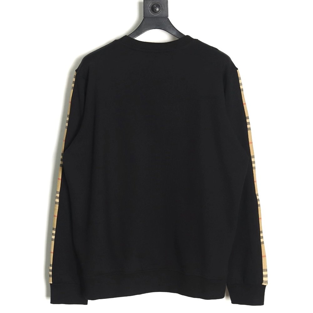Burberry Check Web Chest Crew Neck Sweatshirt,Burberry Sweatshirt,Sweatshirt,APPAREL