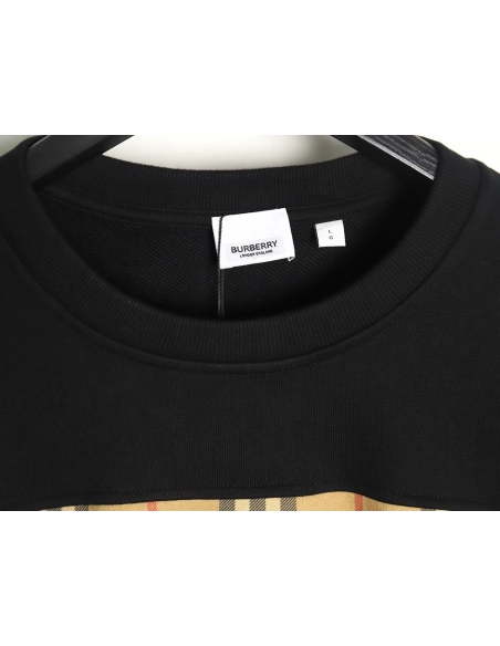 Burberry Check Web Chest Crew Neck Sweatshirt,Burberry Sweatshirt,Sweatshirt,APPAREL