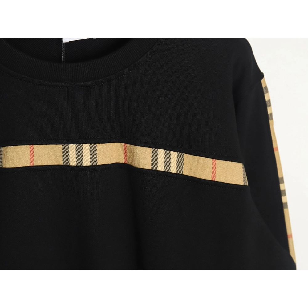 Burberry Check Web Chest Crew Neck Sweatshirt,Burberry Sweatshirt,Sweatshirt,APPAREL