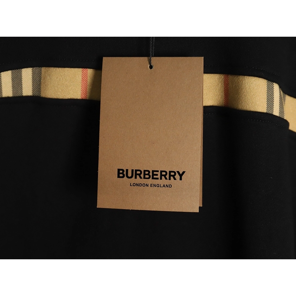 Burberry Check Web Chest Crew Neck Sweatshirt,Burberry Sweatshirt,Sweatshirt,APPAREL