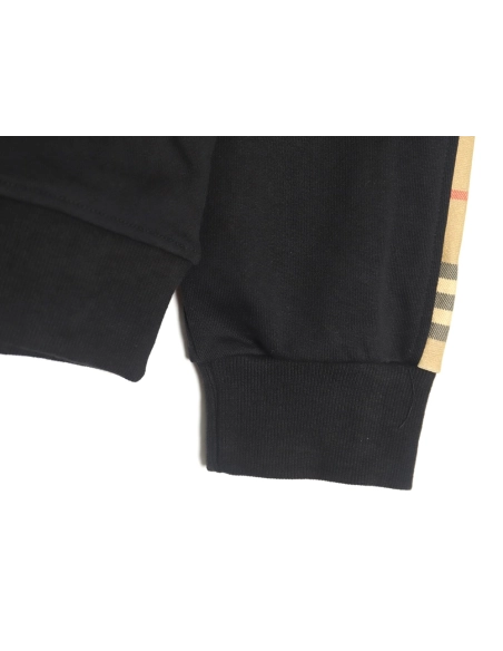 Burberry Check Web Chest Crew Neck Sweatshirt,Burberry Sweatshirt,Sweatshirt,APPAREL