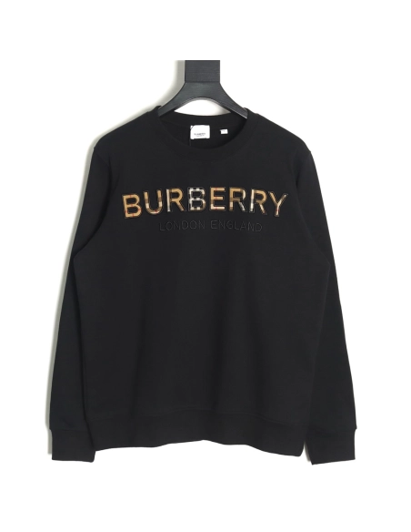 Burberry Check Lettering Crewneck Sweatshirt,Burberry Sweatshirt,Sweatshirt,APPAREL