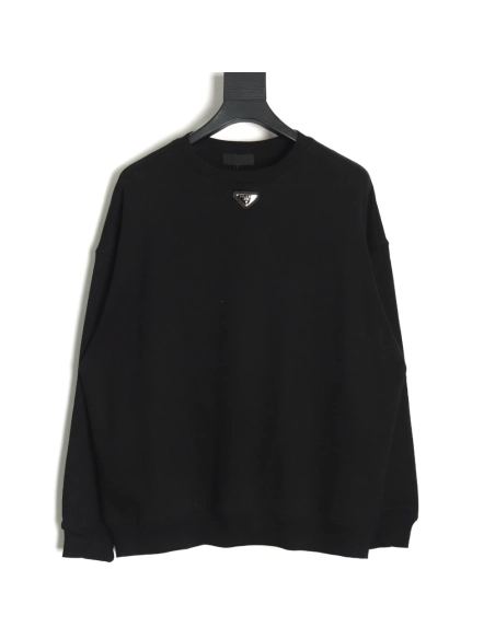 Prada Triangle Logo Crewneck Sweatshirt TSK1,Prada Sweatshirt,Sweatshirt,APPAREL