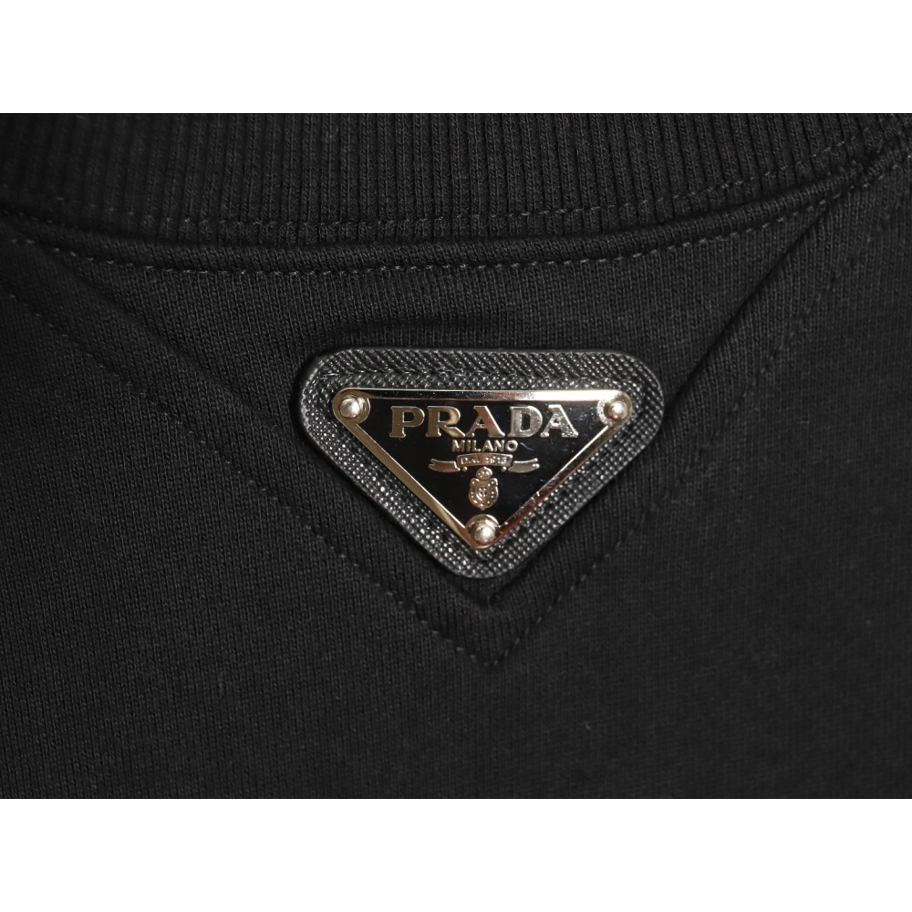 Prada Triangle Logo Crewneck Sweatshirt TSK1,Prada Sweatshirt,Sweatshirt,APPAREL
