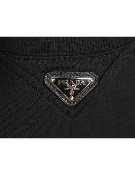 Prada Triangle Logo Crewneck Sweatshirt TSK1,Prada Sweatshirt,Sweatshirt,APPAREL
