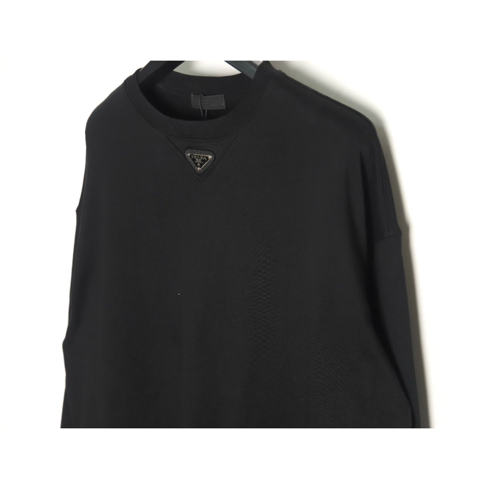 Prada Triangle Logo Crewneck Sweatshirt TSK1,Prada Sweatshirt,Sweatshirt,APPAREL