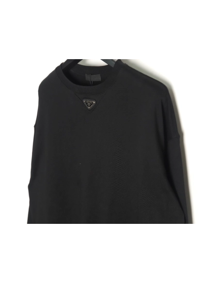 Prada Triangle Logo Crewneck Sweatshirt TSK1,Prada Sweatshirt,Sweatshirt,APPAREL