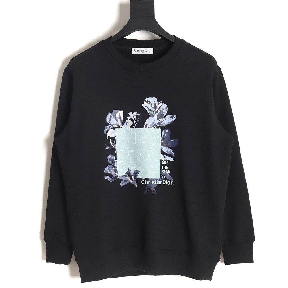 Dior 24SS floral print crew neck sweatshirt,Dior Sweatshirt,Sweatshirt,APPAREL