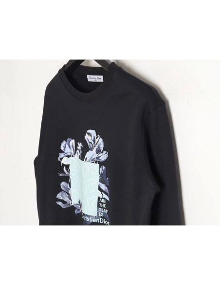 Dior 24SS floral print crew neck sweatshirt,Dior Sweatshirt,Sweatshirt,APPAREL