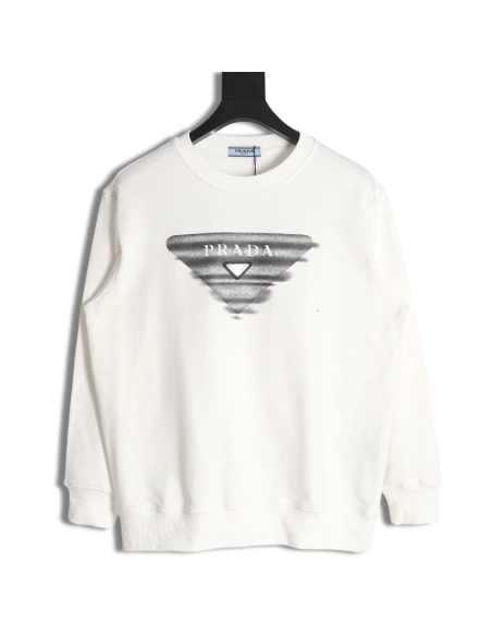 Prada 24SS phantom triangle logo printed crew neck sweatshirt TSK1,Prada Sweatshirt,Sweatshirt,APPAREL