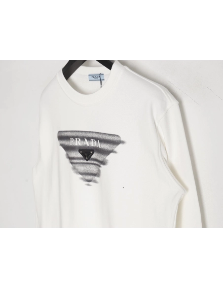 Prada 24SS phantom triangle logo printed crew neck sweatshirt TSK1,Prada Sweatshirt,Sweatshirt,APPAREL