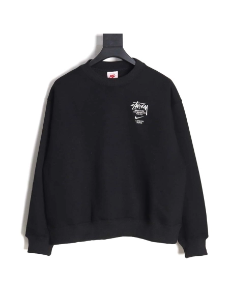 Nike x Stussy Nike Stussy joint 23SS solid color embroidered logo velvet sweatshirt_CM_1,Nike Sweatshirt,Sweatshirt,APPAREL
