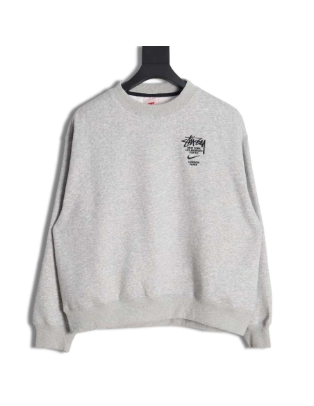 Nike x Stussy Nike Stussy joint 23SS solid color embroidered logo velvet sweatshirt,Nike Sweatshirt,Sweatshirt,APPAREL