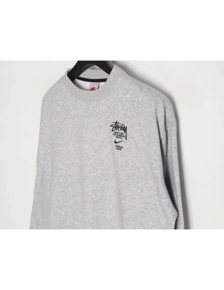 Nike x Stussy Nike Stussy joint 23SS solid color embroidered logo velvet sweatshirt,Nike Sweatshirt,Sweatshirt,APPAREL