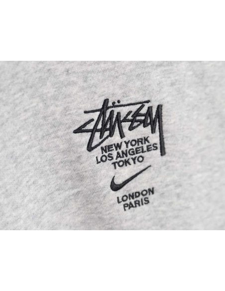 Nike x Stussy Nike Stussy joint 23SS solid color embroidered logo velvet sweatshirt,Nike Sweatshirt,Sweatshirt,APPAREL