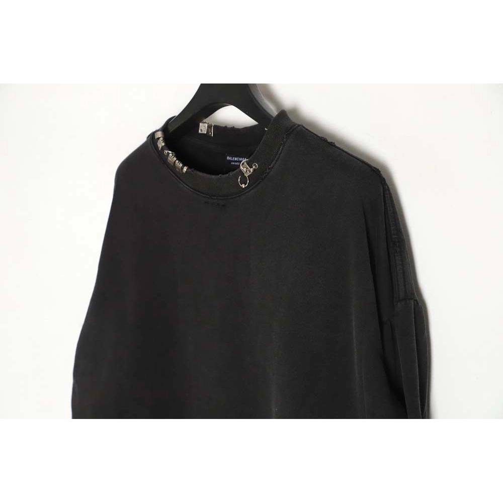 Balenciaga Balenciaga 23FW pierced buckle washed round neck sweatshirt,Balenciaga Sweatshirt,Sweatshirt,APPAREL