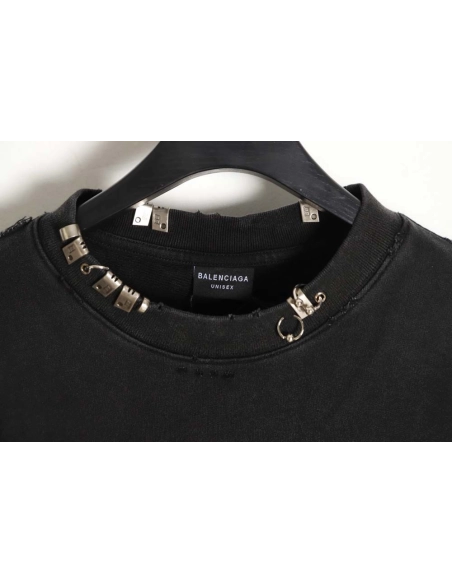 Balenciaga Balenciaga 23FW pierced buckle washed round neck sweatshirt,Balenciaga Sweatshirt,Sweatshirt,APPAREL