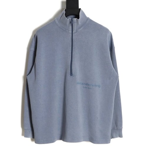 Alexander Wang 23SS foam threedimensional small letter print halfzip pullover sweatshirt,Alexander Wang Sweatshirt,Sweatshirt,AP