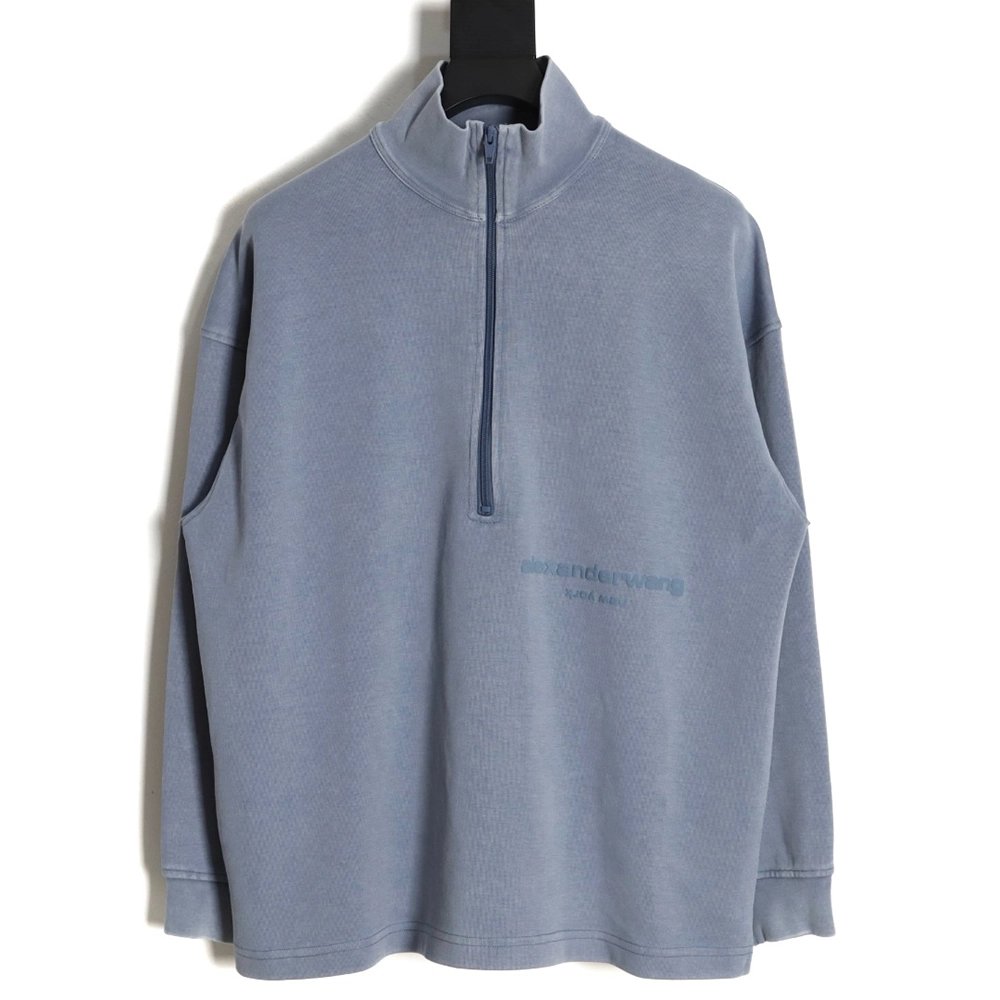 Alexander Wang 23SS foam threedimensional small letter print halfzip pullover sweatshirt,Alexander Wang Sweatshirt,Sweatshirt,AP