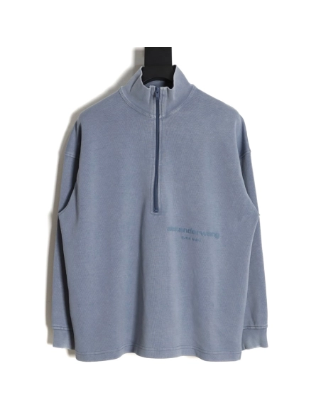 Alexander Wang 23SS foam threedimensional small letter print halfzip pullover sweatshirt,Alexander Wang Sweatshirt,Sweatshirt,AP