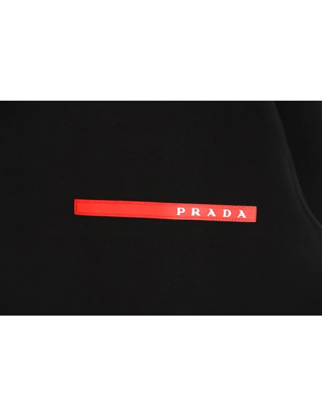Prada 22Fw classic red trim crew neck sweatshirt,Prada Sweatshirt,Sweatshirt,APPAREL
