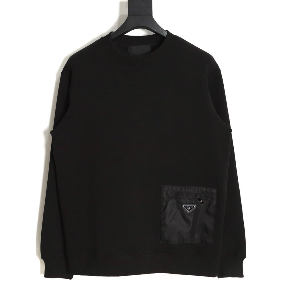 Prada 22Fw triangle pocket crew neck sweatshirt,Prada Sweatshirt,Sweatshirt,APPAREL
