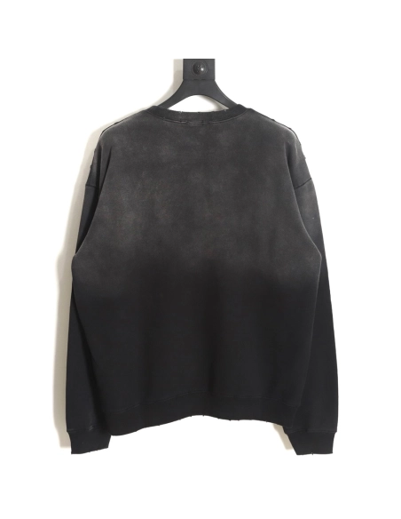 Balenciaga gradient washed destroyed handpainted cursive lettering crew neck sweatshirt,Balenciaga Sweatshirt,Sweatshirt,APPAREL