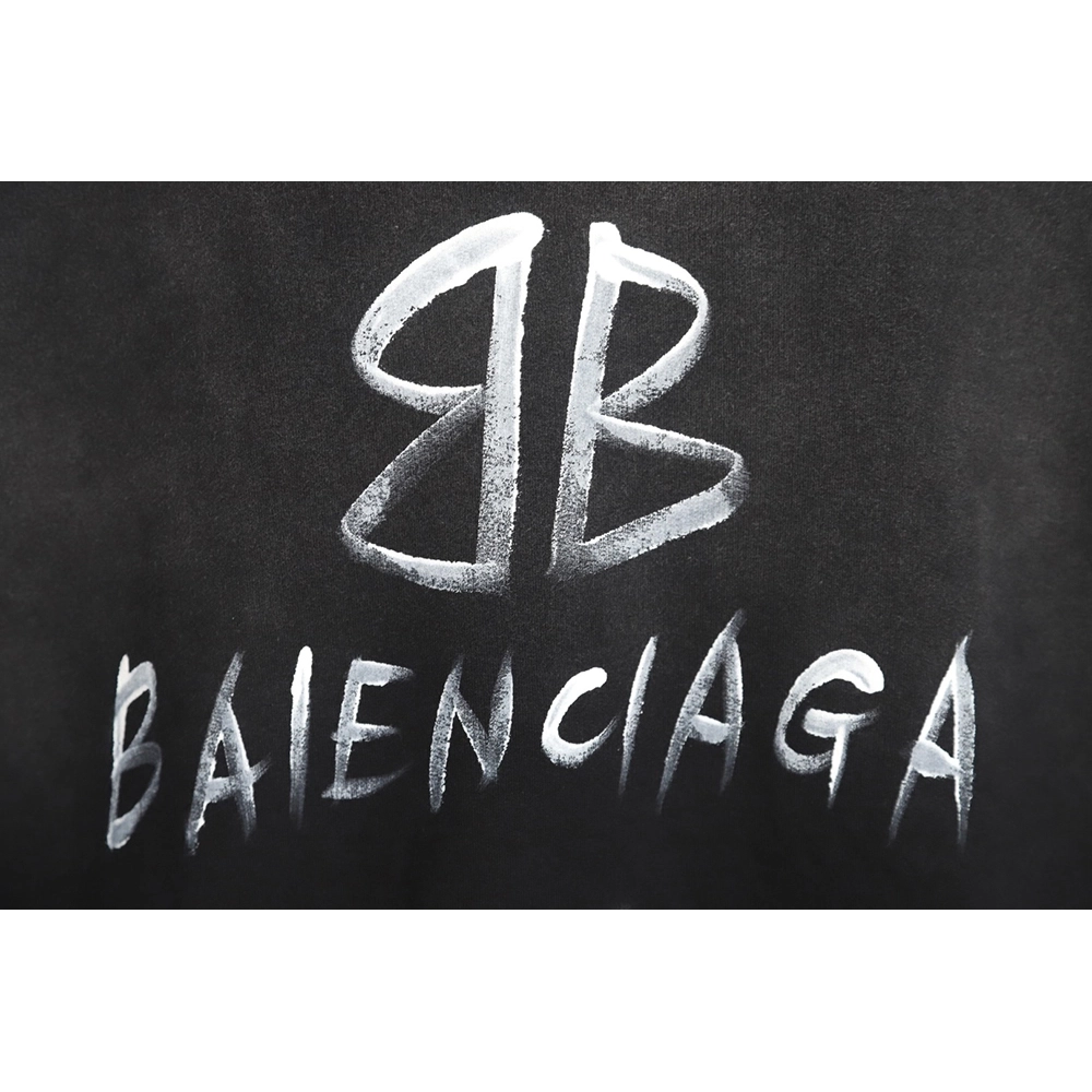 Balenciaga gradient washed destroyed handpainted cursive lettering crew neck sweatshirt,Balenciaga Sweatshirt,Sweatshirt,APPAREL