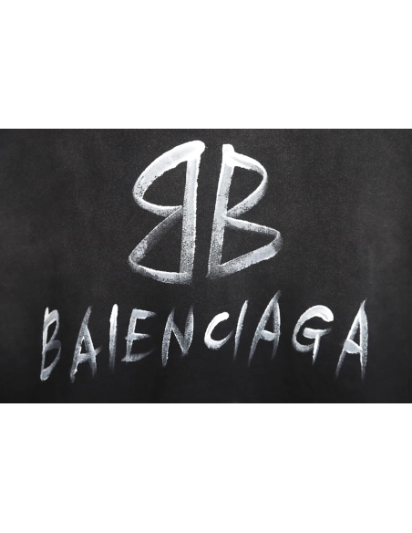 Balenciaga gradient washed destroyed handpainted cursive lettering crew neck sweatshirt,Balenciaga Sweatshirt,Sweatshirt,APPAREL