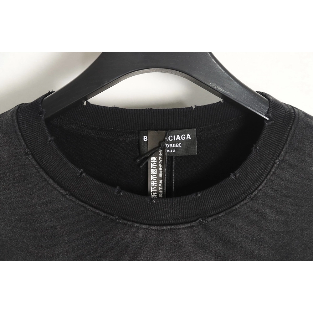 Balenciaga gradient washed destroyed handpainted cursive lettering crew neck sweatshirt,Balenciaga Sweatshirt,Sweatshirt,APPAREL