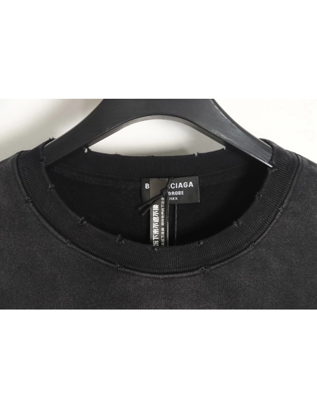 Balenciaga gradient washed destroyed handpainted cursive lettering crew neck sweatshirt,Balenciaga Sweatshirt,Sweatshirt,APPAREL