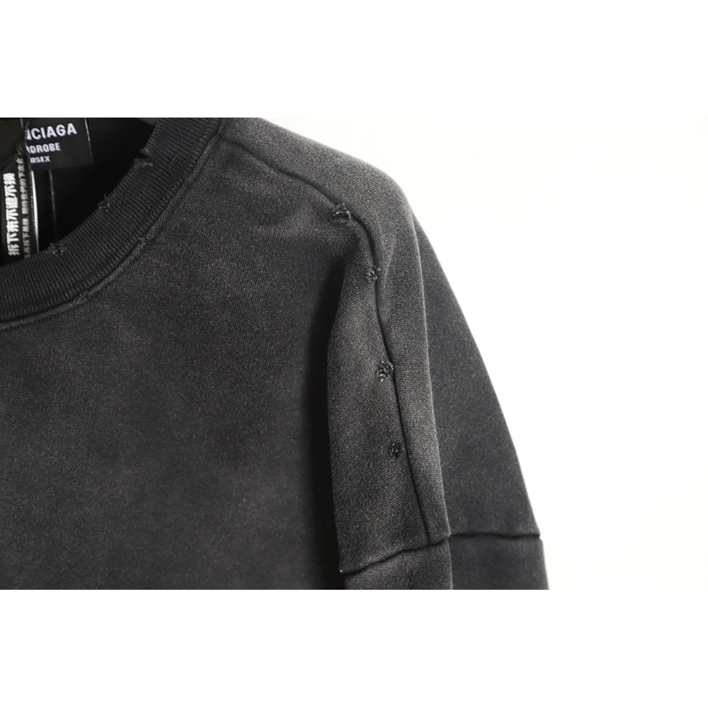 Balenciaga gradient washed destroyed handpainted cursive lettering crew neck sweatshirt,Balenciaga Sweatshirt,Sweatshirt,APPAREL