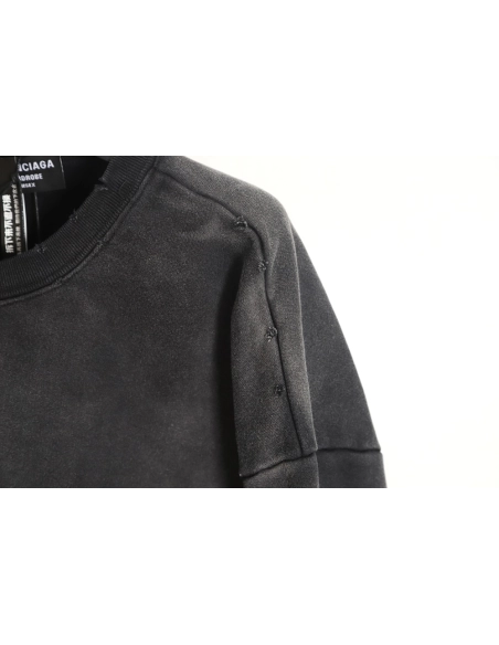 Balenciaga gradient washed destroyed handpainted cursive lettering crew neck sweatshirt,Balenciaga Sweatshirt,Sweatshirt,APPAREL