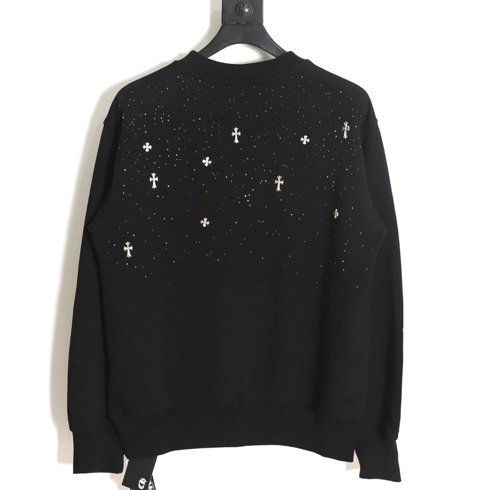 Chrome Hearts Cross Ironed Diamond Crew Neck Sweatshirt,Chrome Hearts Sweatshirt,Sweatshirt,APPAREL