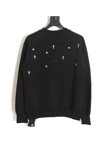 Chrome Hearts Cross Ironed Diamond Crew Neck Sweatshirt,Chrome Hearts Sweatshirt,Sweatshirt,APPAREL