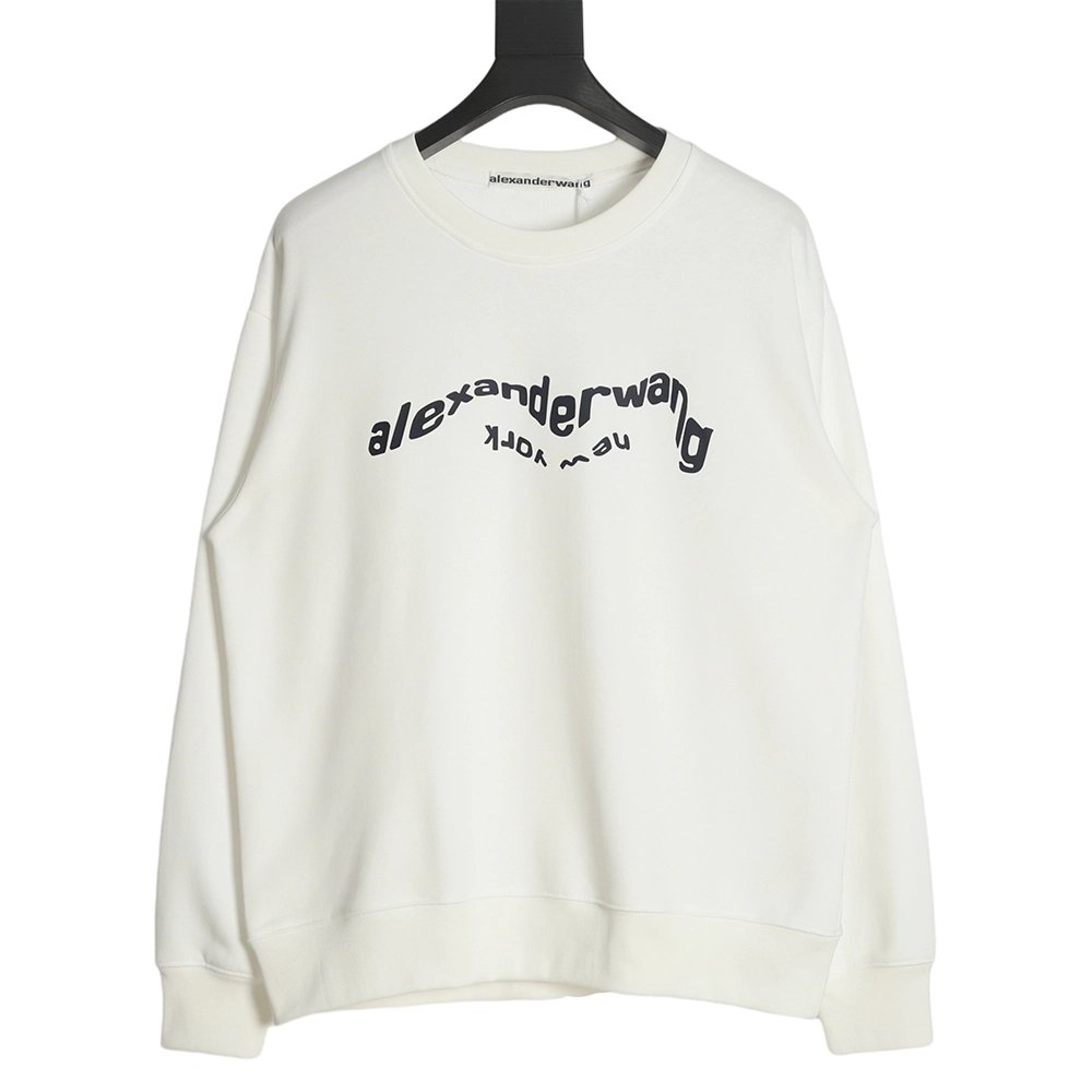 Alexander Wang 22FW Twisted Letters Crewneck Sweatshirt,Alexander Wang Sweatshirt,Sweatshirt,APPAREL