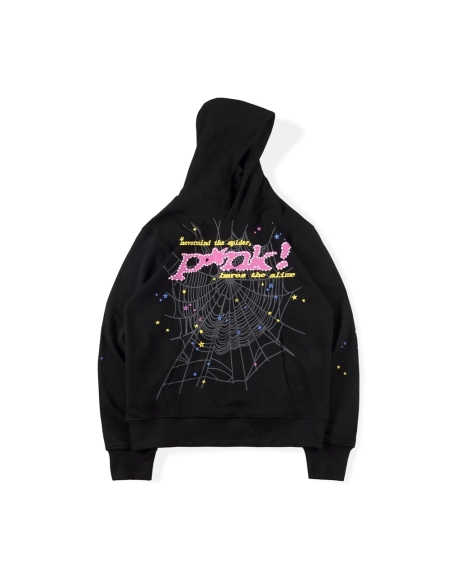 Pink Black Sp5der Hoodie,Sp5der Hoodie,HOODIE,Clothing