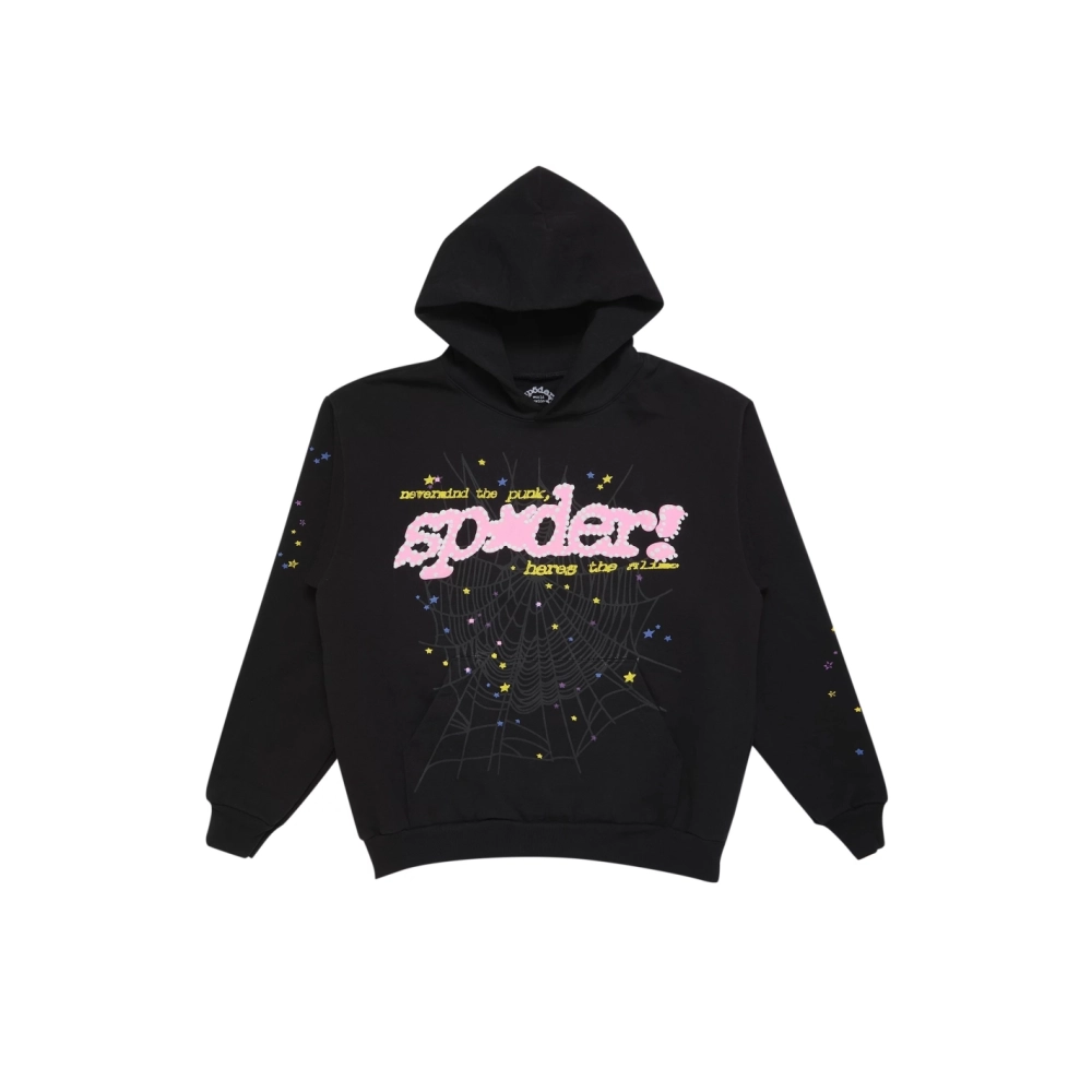 Sp5der P*NK Hoodie Black V2,Sp5der Hoodie,HOODIE,Clothing