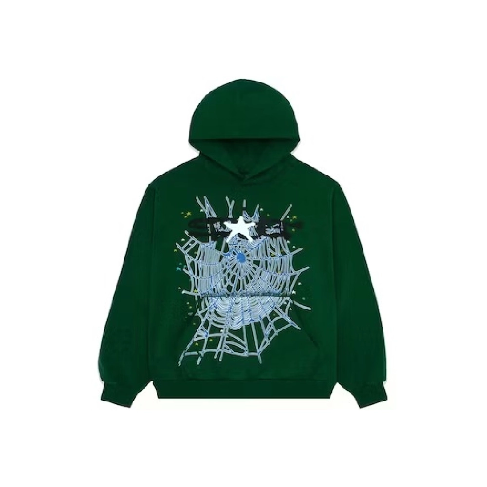 Sp5der Web Hoodie Hunter Green,Sp5der Hoodie,HOODIE,Clothing