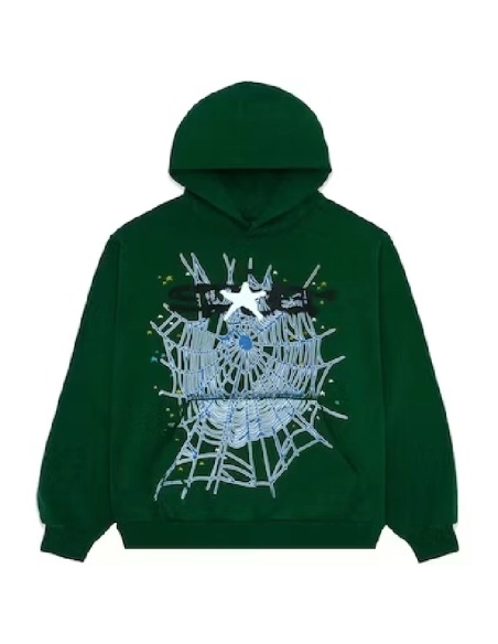 Sp5der Web Hoodie Hunter Green,Sp5der Hoodie,HOODIE,Clothing