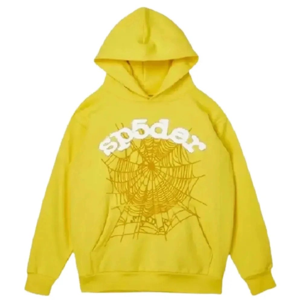 Spider Worldwide Yellow Hoodies,Sp5der Hoodie,HOODIE,Clothing