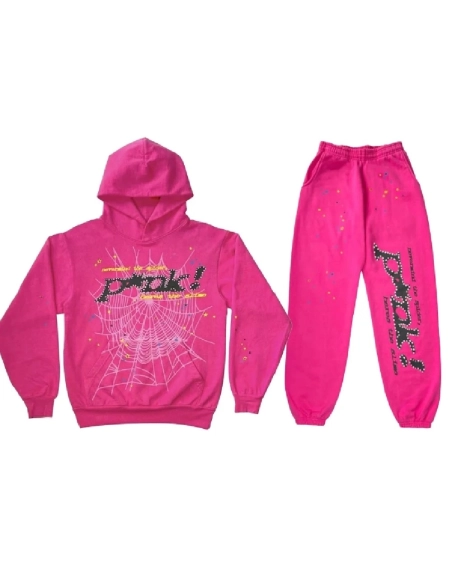 Pink Sp5der Worldwide Tracksuit,Sp5der Tracksuit,SUIT,Clothing