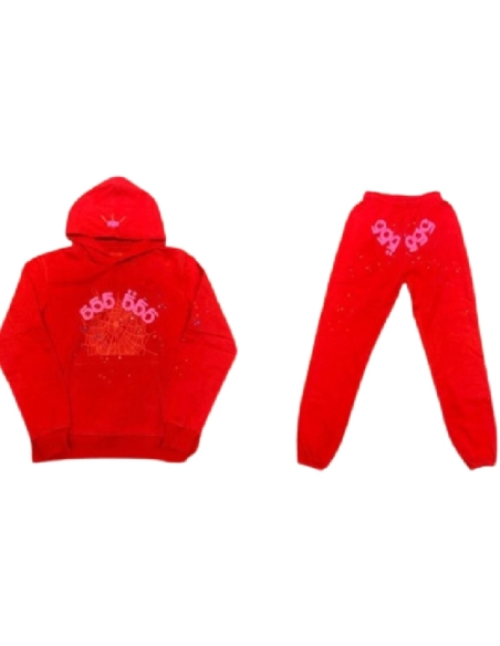 Red Sp5der 555 Tracksuit,Sp5der Tracksuit,SUIT,Clothing