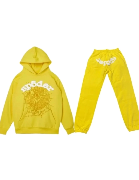 Young Thug Yellow Sp5der Worldwide Tracksuit,Sp5der Tracksuit,SUIT,Clothing