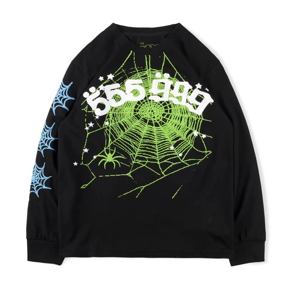 Young Thug Sp5der Juice World 999 Black Crewneck Sweatshirt,Sp5der,SWEATSHIRT,Clothing