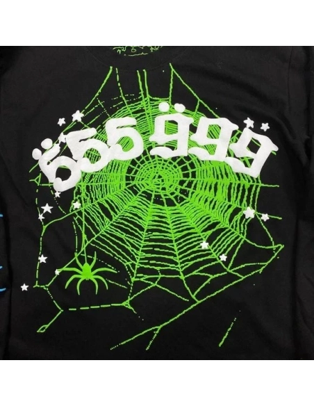 Young Thug Sp5der Juice World 999 Black Crewneck Sweatshirt,Sp5der,SWEATSHIRT,Clothing
